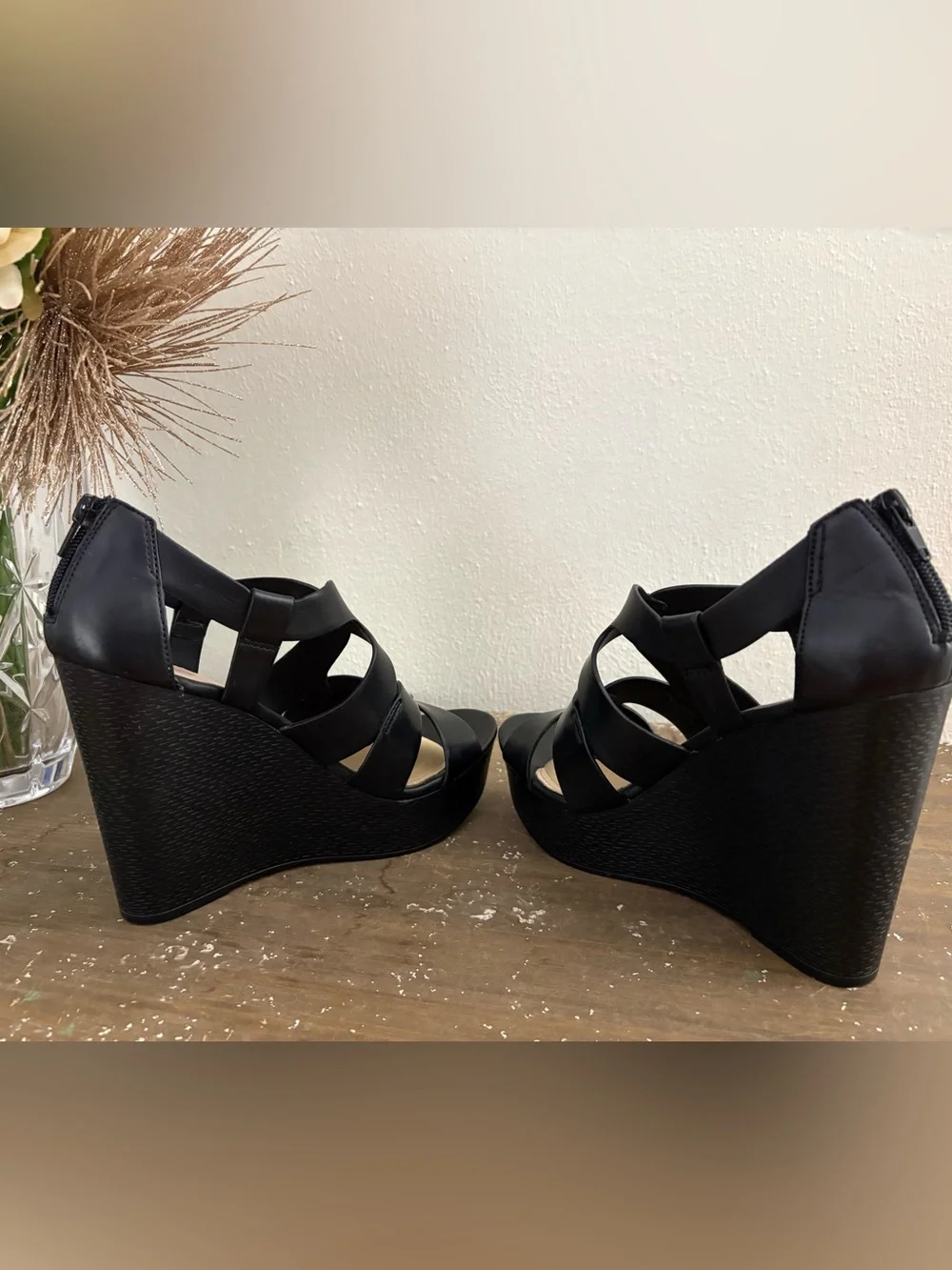 Aldo “Odilinia” Black Wedge Sandals